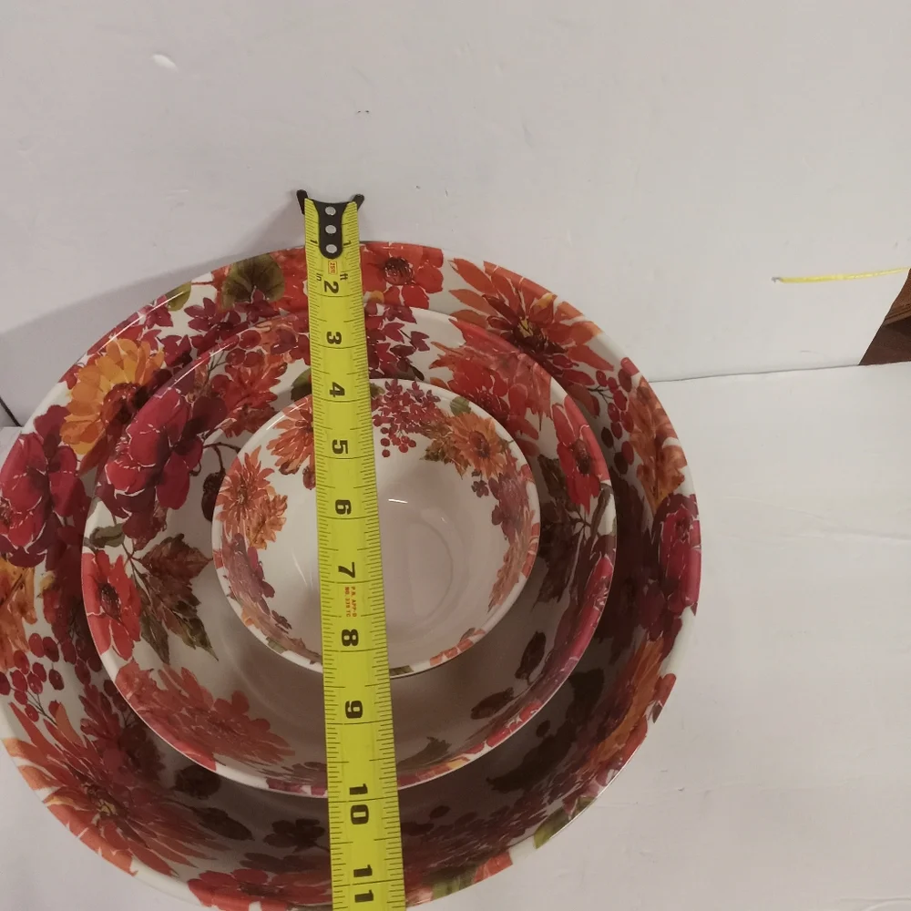 Melamine Mixing Bowls Serving Set of 3 Floral